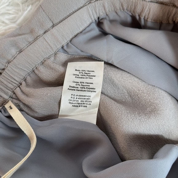 Wilfred Cool Grey Flowy Chiffon Mini Shorts with Front Tie - Picture 8 of 8